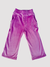 Pantalones largos de tela de plush rosa con cintura elástica y bolsillos.