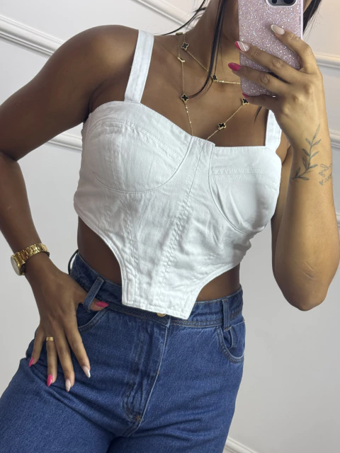 Cropped jeans branco