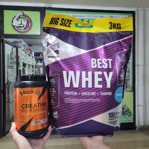 Combo Proteina XTRENGHT Best 3kg + Creatina XBODY 1kg - comprar online