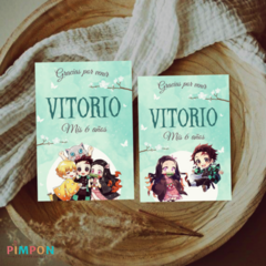 Kit imprimible personalizado - Demon Slayer chibi (verde) - pimpon