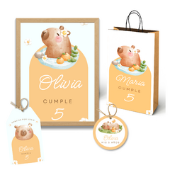 Kit imprimible personalizado - capibara flores - comprar online