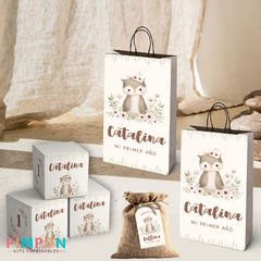 Kit imprimible personalizado - buho floral - pimpon