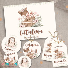 Personalized Printable Kit - Floral Deer - pimpon