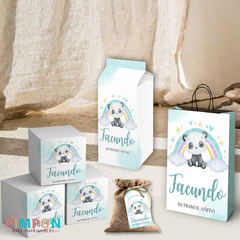 kit imprimible personalizado - panda arcoiris verde - comprar online