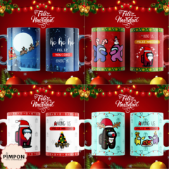 Plantillas Para Sublimar Tazas - Among Us Navidad - pimpon