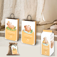 Printable kit editable texts - capybara flowers on internet