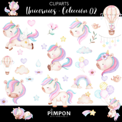 Cliparts + Papeles digitales - UNICORNIOS - coleccion 02 en internet