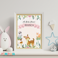 Kit imprimible personalizado - animales del bosque ROSA 1 - comprar online