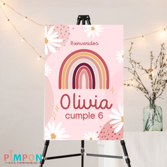 Kit imprimible personalizado - arcoiris y margarita rosa - comprar online