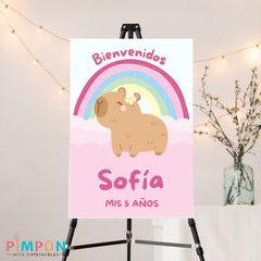 Printable kit editable texts - pink rainbow capybara - buy online