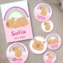 Kit personalizado para impressão - capivara rosa - comprar online