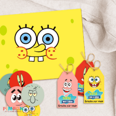 Kit imprimible textos editables - Bob esponja caras - buy online