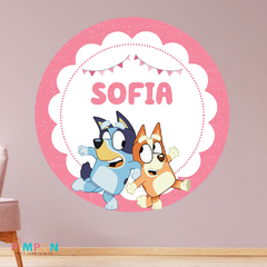 Banner imprimible digital 1.20 mts - BLUEY ROSA