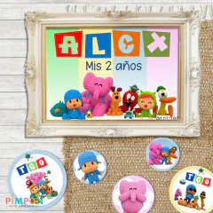 Kit imprimible textos editables - Pocoyo