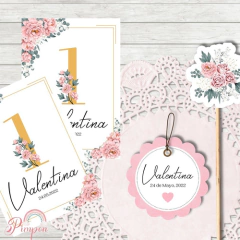 Kit imprimible textos editables - Flores shabby chic