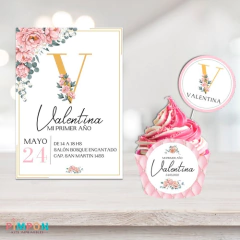 Kit imprimible textos editables - Flores shabby chic - comprar online