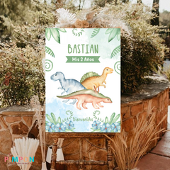 Kit imprimible personalizado - Dinosaurios acuarela mod. 01 (verde)