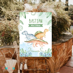 Kit imprimible personalizado - Dinosaurios acuarela mod. 01 (verde)
