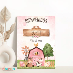 Kit imprimible textos editables - Granja acuarela (rosa) - comprar online