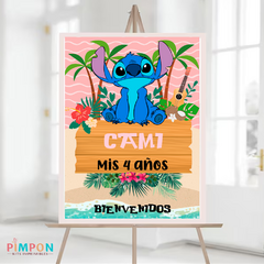 Kit imprimible personalizado - Stitch (rosa)