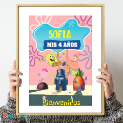 Kit imprimible textos editables - Bob esponja (rosa) - comprar online