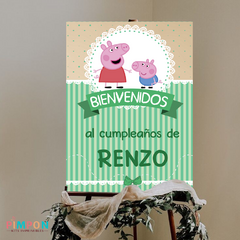 Kit imprimible textos editables - Peppa y George Pig (verde)