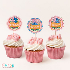 Kit imprimible textos editables - Stitch y Angel (rosa) - pimpon