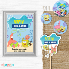 Kit imprimible textos editables - Bob esponja - tienda online