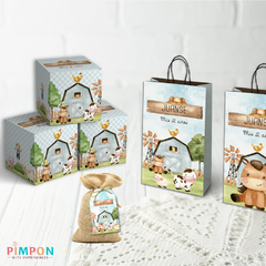 Kit imprimible personalizado - Granja acuarela (turquesa) - pimpon