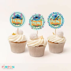 Kit imprimible personalizado - Stitch (celeste) - pimpon