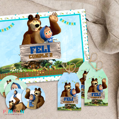 Kit imprimible textos editables - Masha y el oso mod. 01 - online store