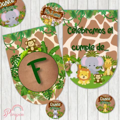 Kit imprimible textos editables - Animales de la selva