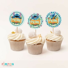 Kit imprimible textos editables - Stitch (celeste) - pimpon