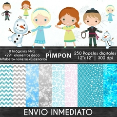 Cliparts + Papeles digitales - princesas - Frozen mod. 04