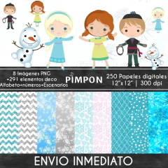 Cliparts + Papeles digitales - princesas - Frozen mod. 04