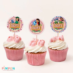 Kit imprimible textos editables - Lilo y Stitch (rosa) - pimpon