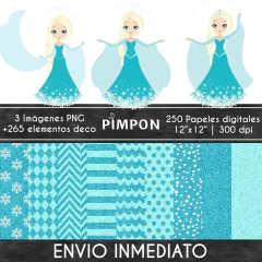 Cliparts + Papeles digitales - princesas - Frozen mod. 05