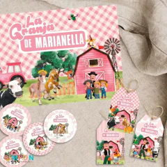 Imagem do Kit imprimible textos editables - la granja de zenon (rosa)