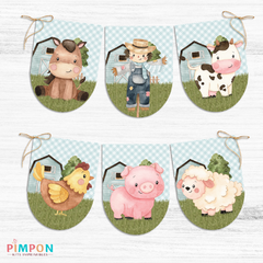 Image of Kit imprimible personalizado - Granja acuarela (turquesa)