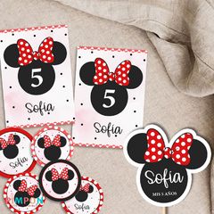 Kit imprimible personalizado - minnie mouse rojo - tienda online
