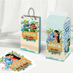 Kit imprimible textos editables - Lilo y Stitch (celeste) - pimpon