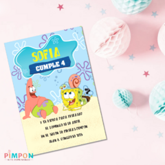 Kit imprimible textos editables - Bob esponja