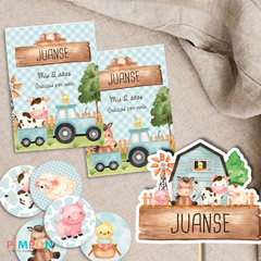 Kit imprimible textos editables - Granja acuarela (turquesa) - comprar online