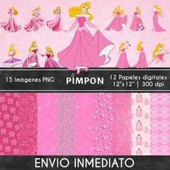 Cliparts + Papeles digitales - princesses - Aurora, sleeping beauty