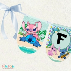 Kit imprimible personalizado - Stitch y Angel (celeste)