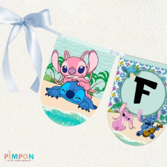 Kit imprimible personalizado - Stitch y Angel (celeste)