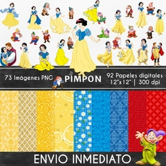 Cliparts + Papeles digitales - princesas - blancanieves y los siete enanitos