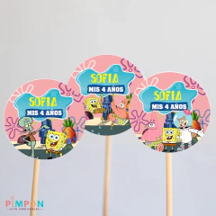 Kit imprimible textos editables - Bob esponja (rosa) on internet