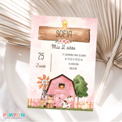 Kit imprimible textos editables - Granja acuarela (rosa) en internet