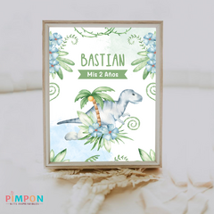 Kit imprimible personalizado - Dinosaurios acuarela mod. 01 (verde) - comprar online